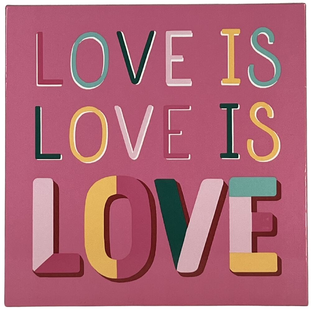 Kohls Love Is Love Pink Glitter Wood Sign Decor